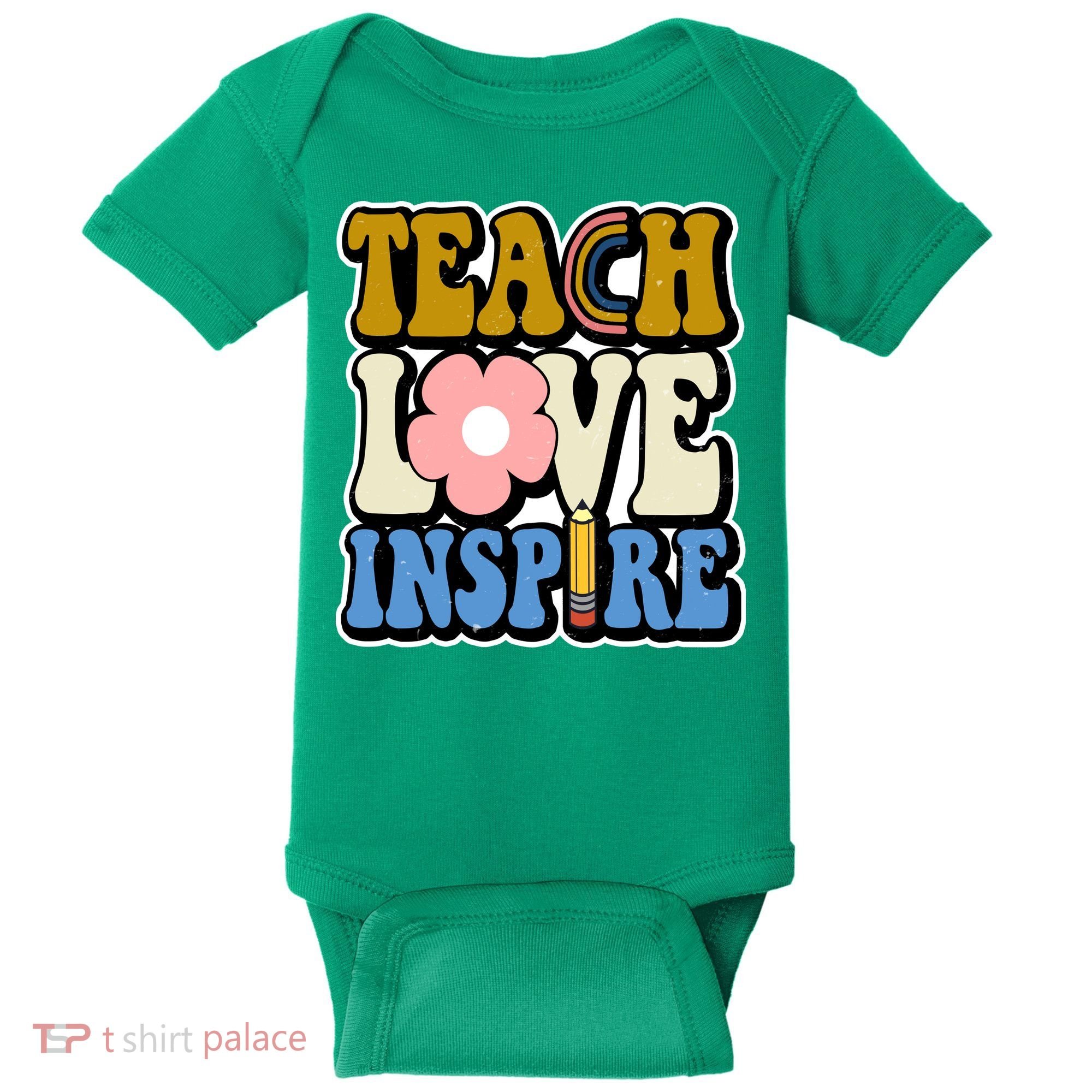 Teach Love Inspire Retro Gift For Teacher Baby Bodysuit