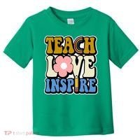 Teach Love Inspire Retro Gift For Teacher Toddler T-Shirt thumb 0