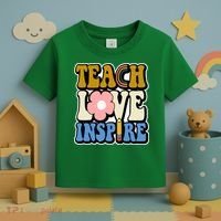 Teach Love Inspire Retro Gift For Teacher Toddler T-Shirt thumb 3