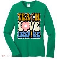 Teach Love Inspire Retro Gift For Teacher Women's Long Sleeve Shirt thumb 0