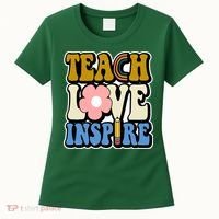 Teach Love Inspire Retro Gift For Teacher Women's T-Shirt thumb 0