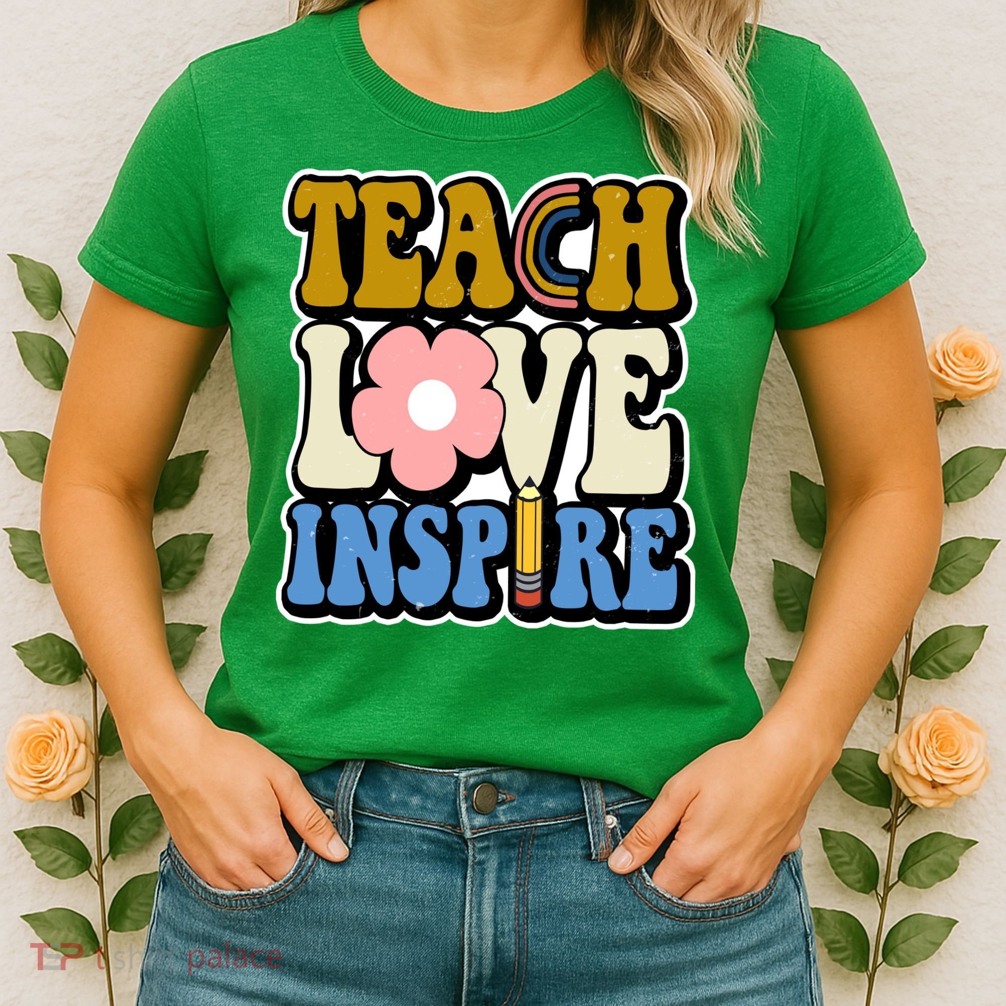 Teach Love Inspire Retro Gift For Teacher Women's T-Shirt