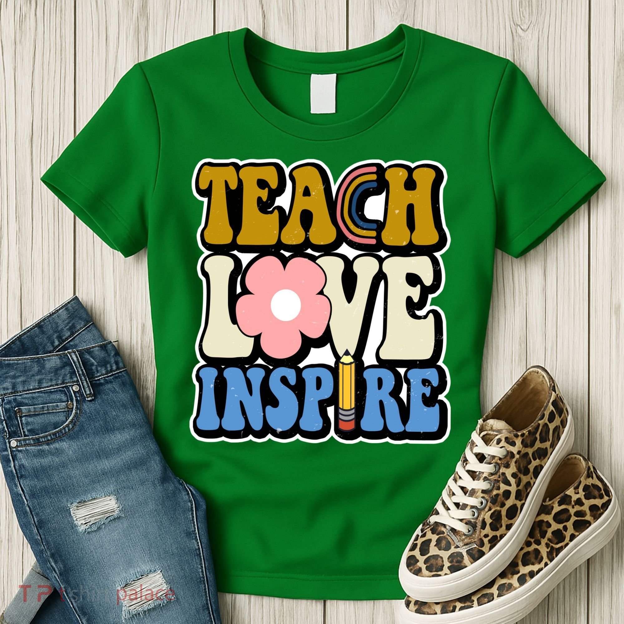 Teach Love Inspire Retro Gift For Teacher Women's T-Shirt