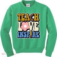 Teach Love Inspire Retro Gift For Teacher Kids Sweatshirt thumb 0