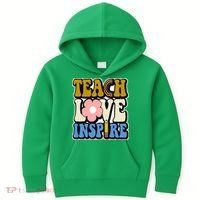 Teach Love Inspire Retro Gift For Teacher Kids Hoodie thumb 0