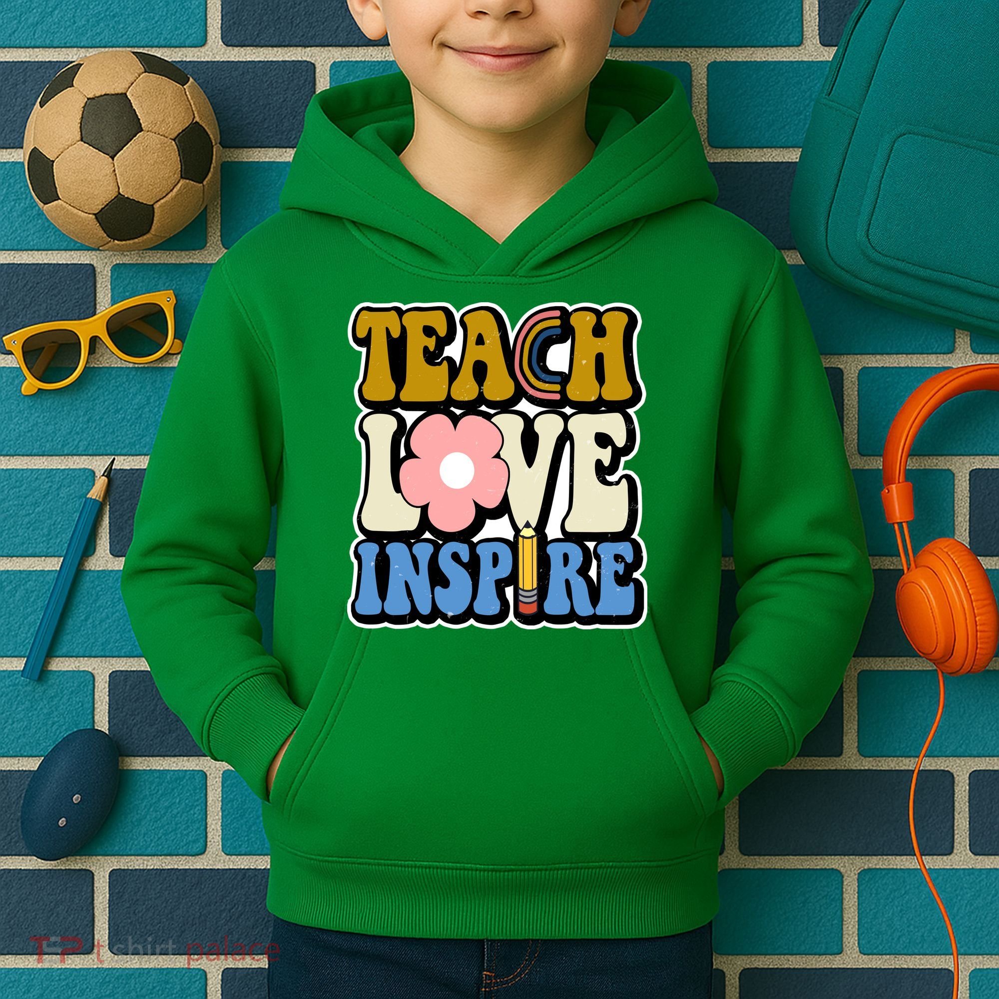 Teach Love Inspire Retro Gift For Teacher Kids Hoodie