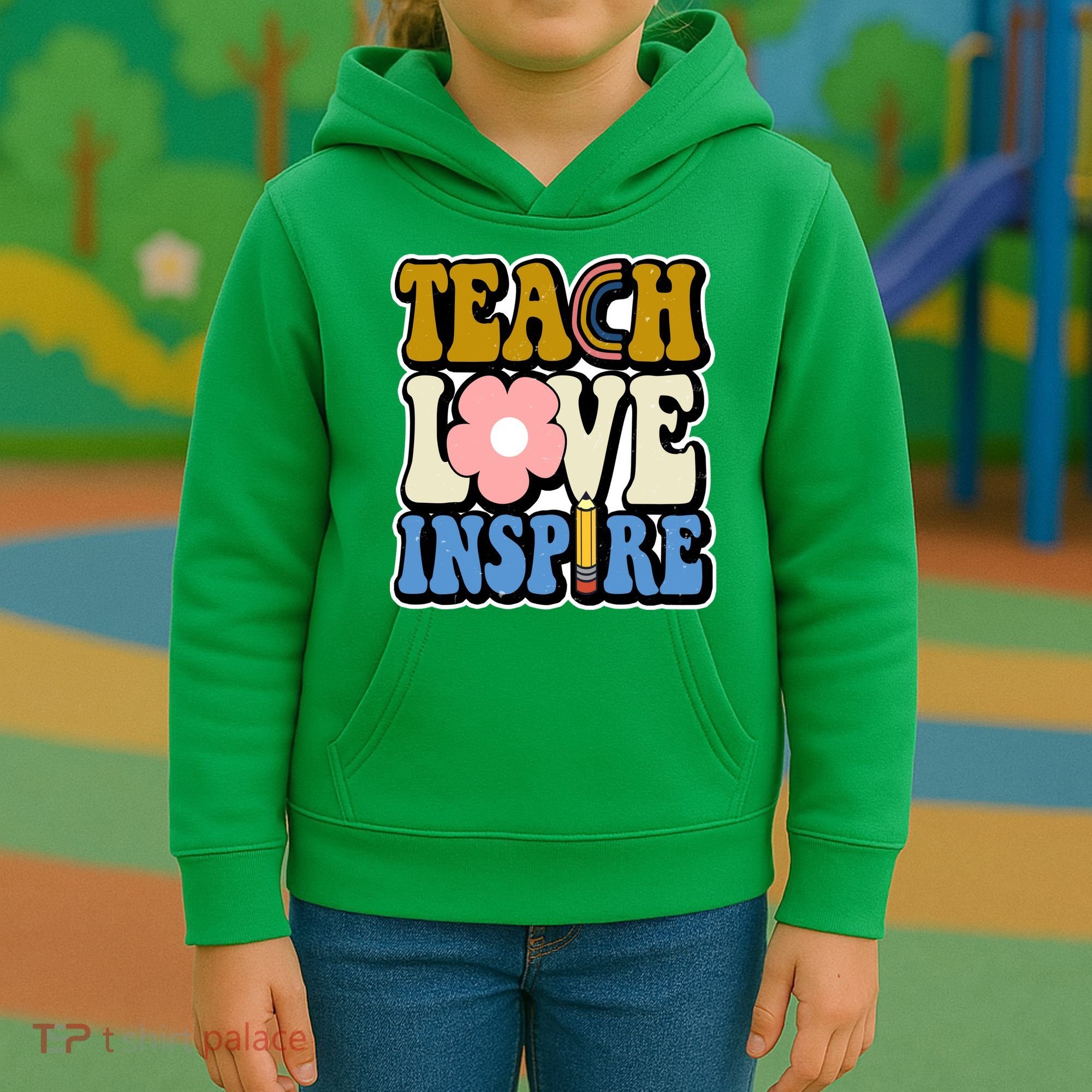 Teach Love Inspire Retro Gift For Teacher Kids Hoodie