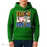 Teach Love Inspire Retro Gift For Teacher Kids Hoodie thumb 4