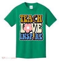 Teach Love Inspire Retro Gift For Teacher Kids T-Shirt thumb 0