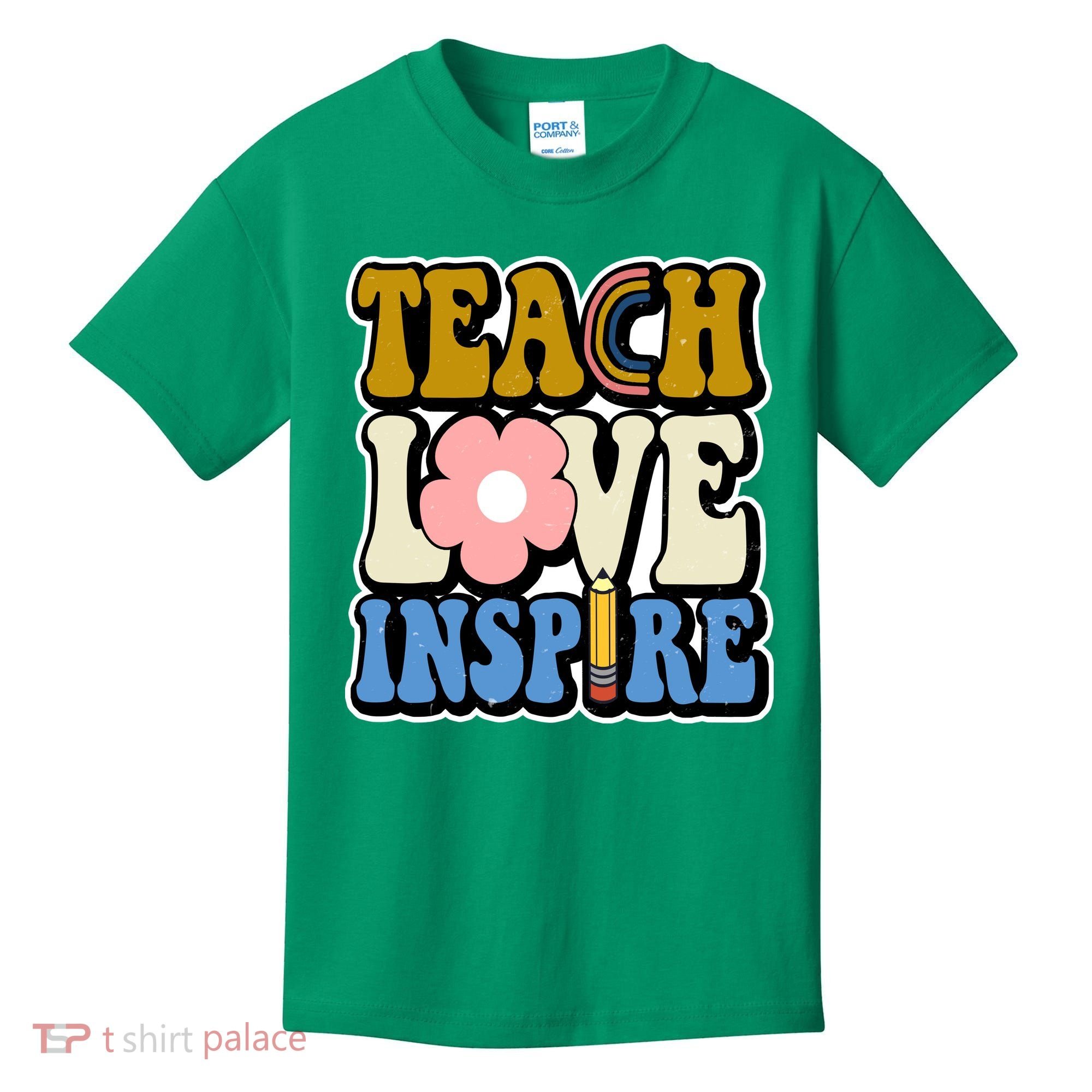 Teach Love Inspire Retro Gift For Teacher Kids T-Shirt