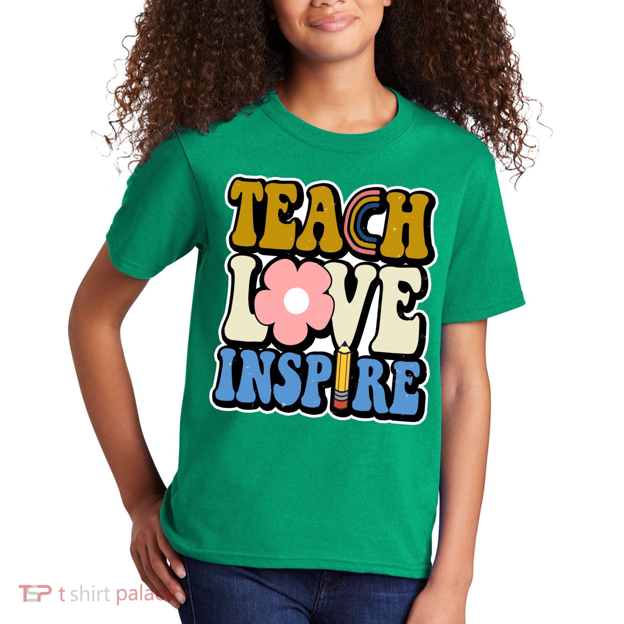 Teach Love Inspire Retro Gift For Teacher Kids T-Shirt