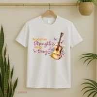 The Lord Is My Strength And My Song Guitar T-Shirt thumb 2