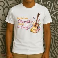 The Lord Is My Strength And My Song Guitar T-Shirt thumb 3