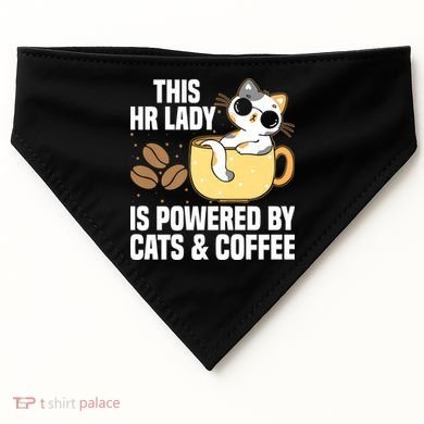 This Lady Is Powered By Cats & Coffee Expressive Design USA-Made Doggie Bandana
