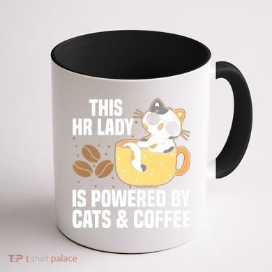 This Lady Is Powered By Cats & Coffee Expressive Design Coffee Mug back