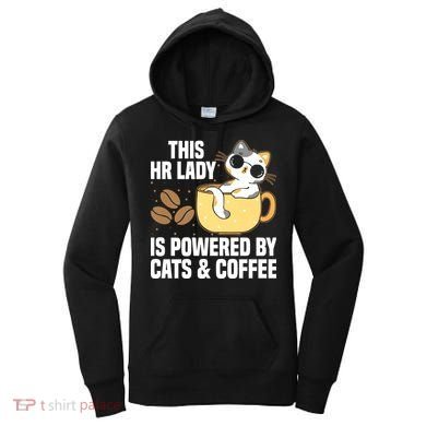 This Lady Is Powered By Cats & Coffee Expressive Design Women's Hoodie