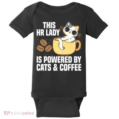 This Lady Is Powered By Cats & Coffee Expressive Design Baby Bodysuit