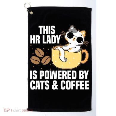 This Lady Is Powered By Cats & Coffee Expressive Design Golf Towel