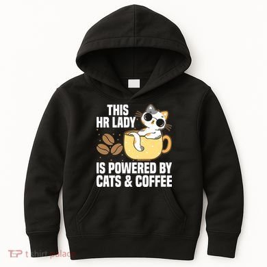 This Lady Is Powered By Cats & Coffee Expressive Design Kids Hoodie