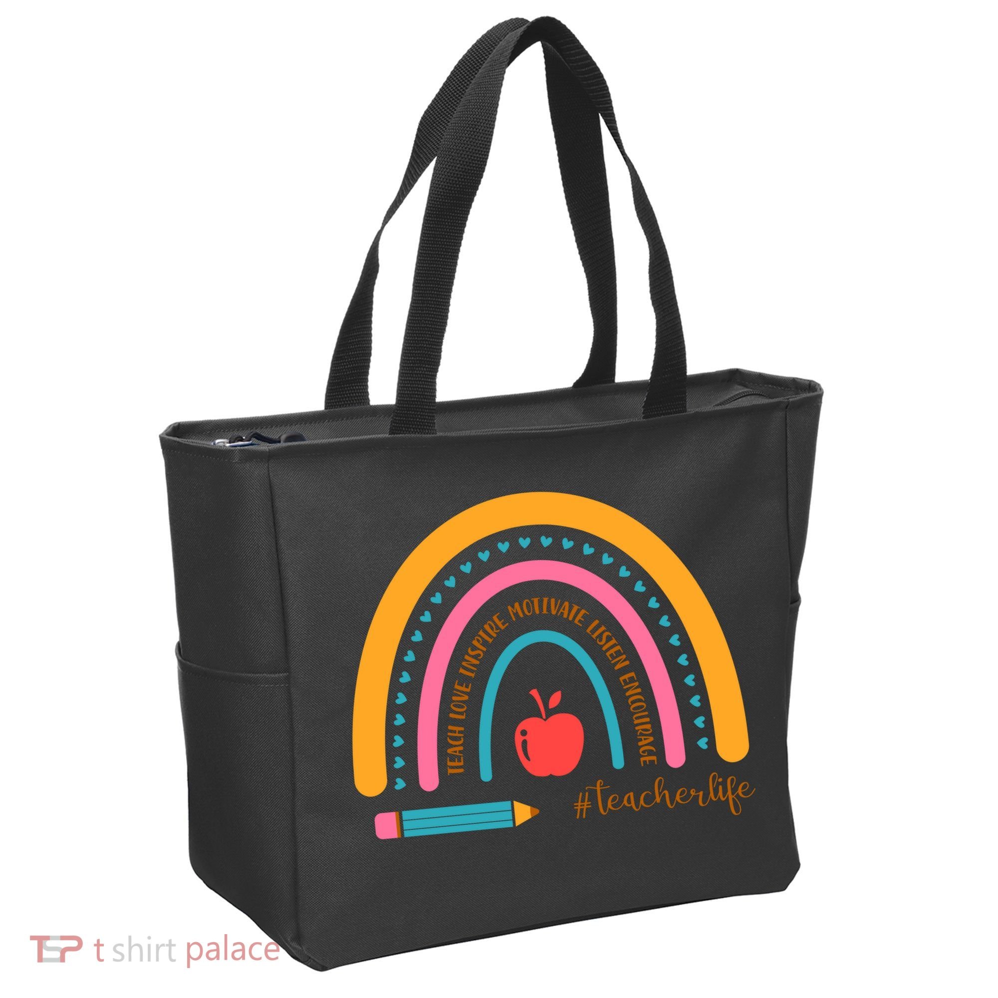 Teacher Life Inspire Rainbow Cute Gift Tote Bag