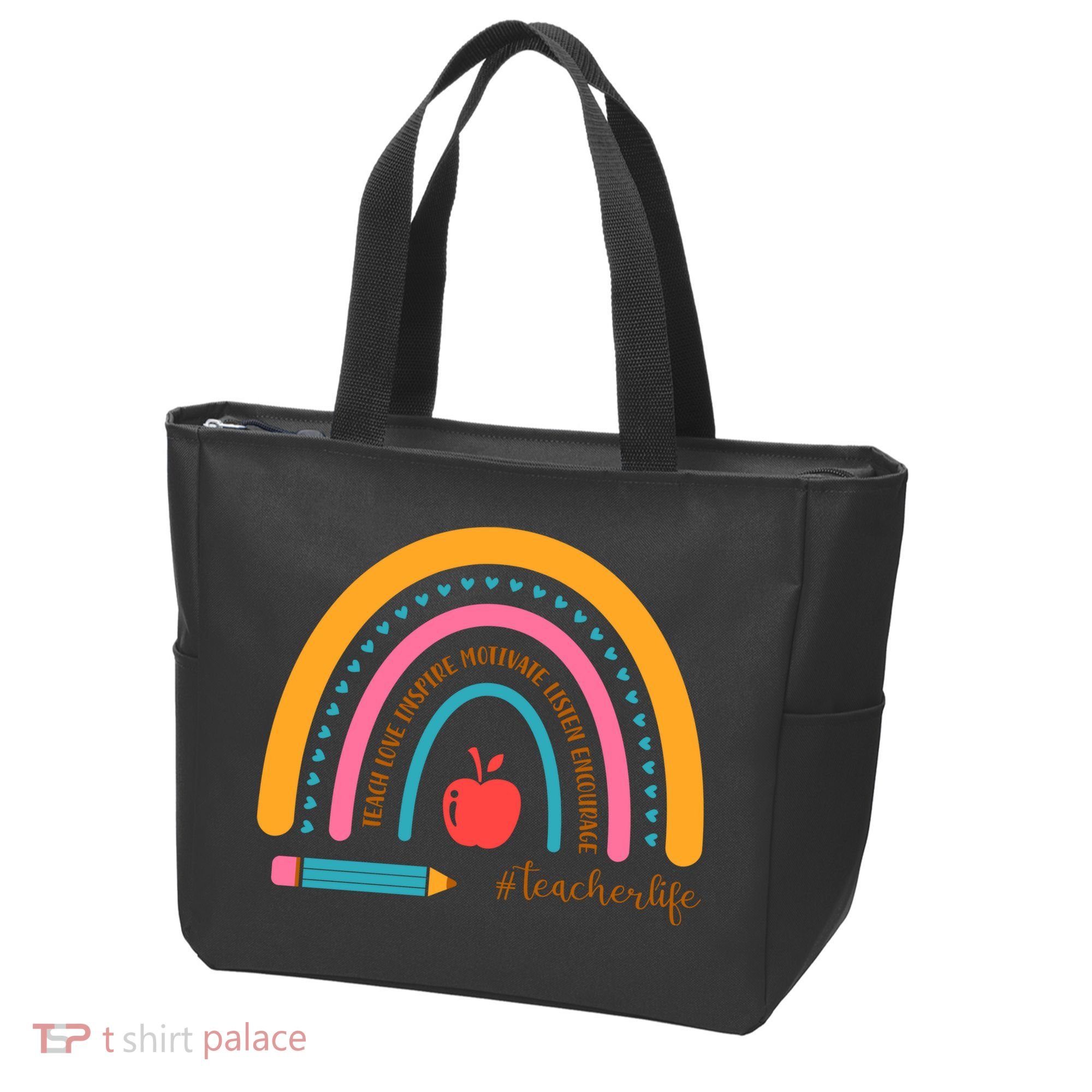Teacher Life Inspire Rainbow Cute Gift Tote Bag
