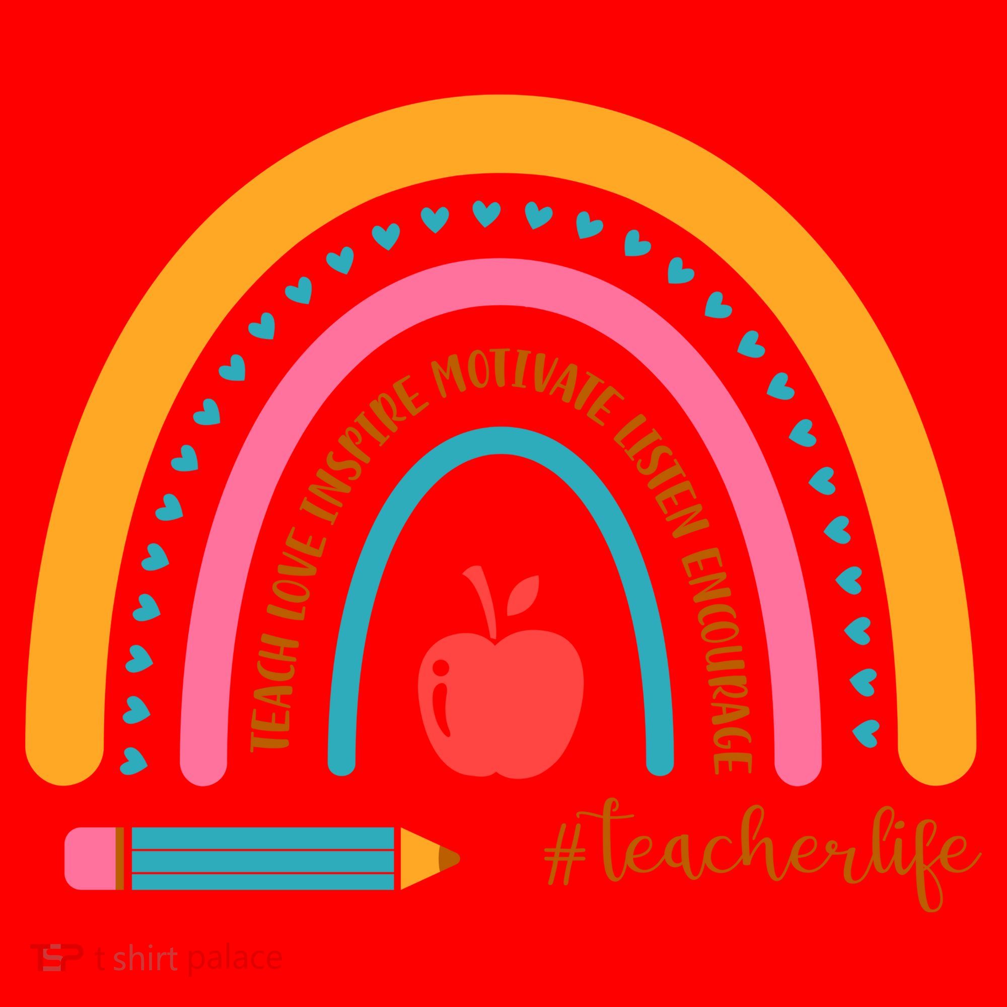 Teacher Life Inspire Rainbow Cute Gift Santa Hat