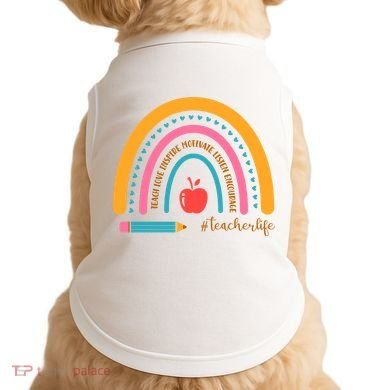 Teacher Life Inspire Rainbow Cute Gift Doggie Tank