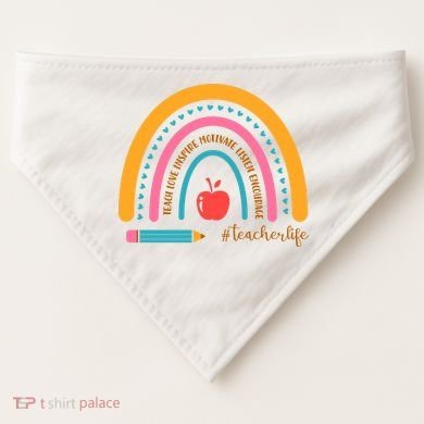 Teacher Life Inspire Rainbow Cute Gift USA-Made Doggie Bandana
