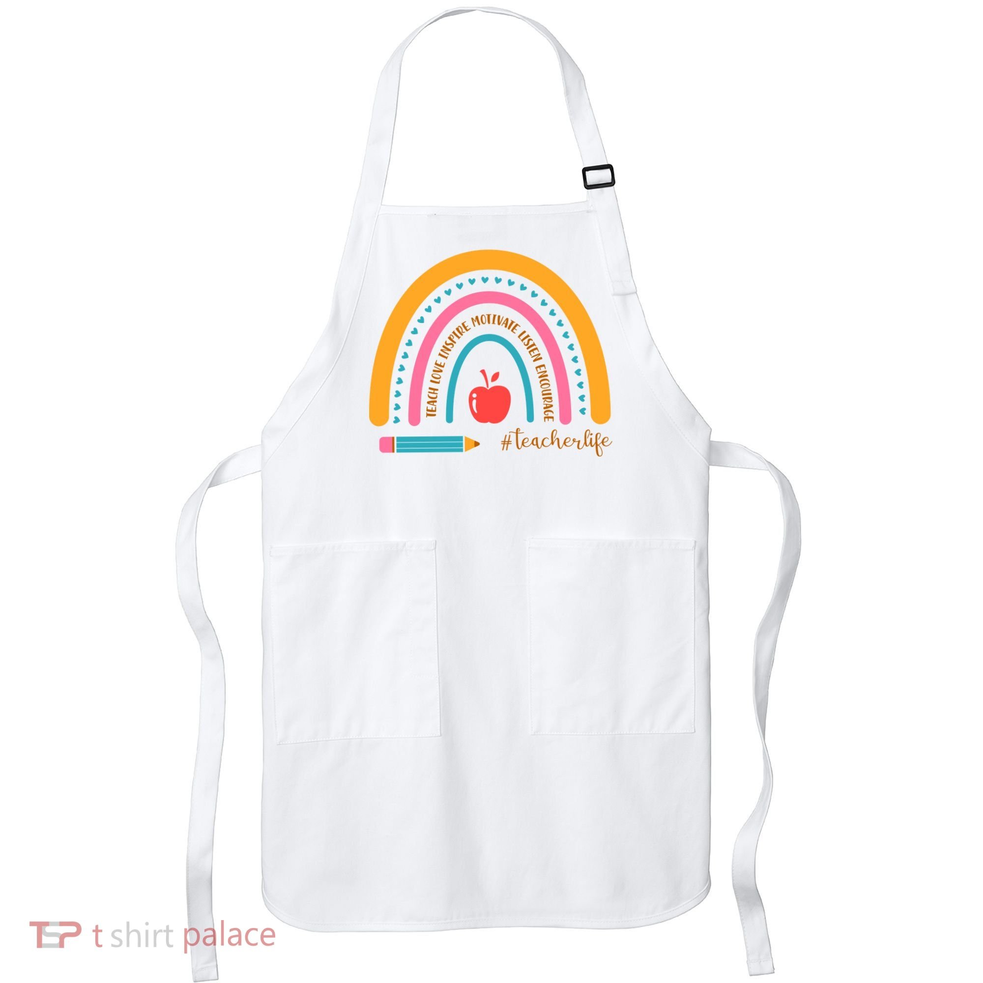 Teacher Life Inspire Rainbow Cute Gift Apron