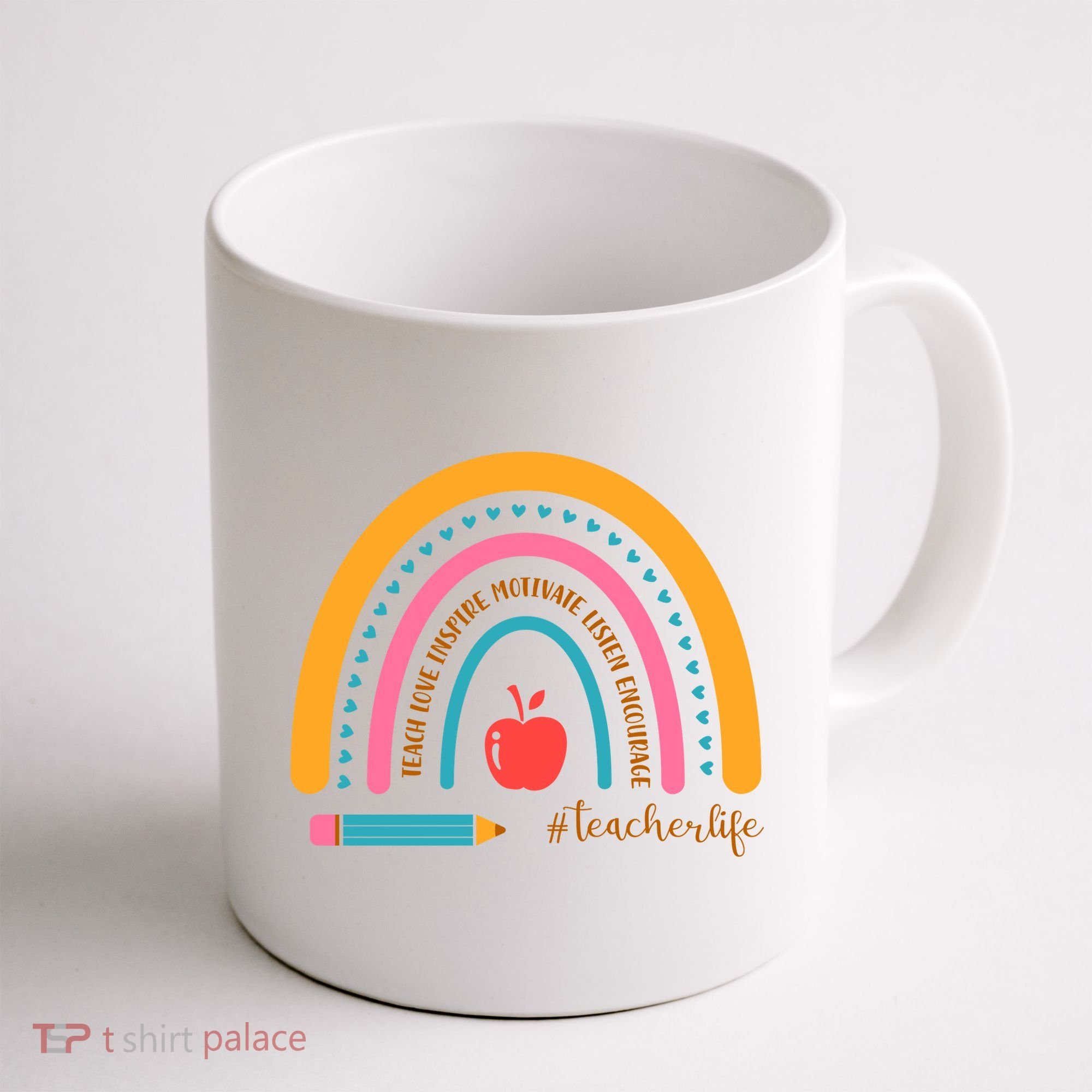 Teacher Life Inspire Rainbow Cute Gift Coffee Mug