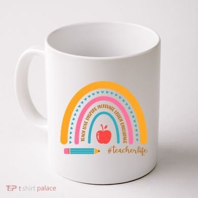 Teacher Life Inspire Rainbow Cute Gift Coffee Mug