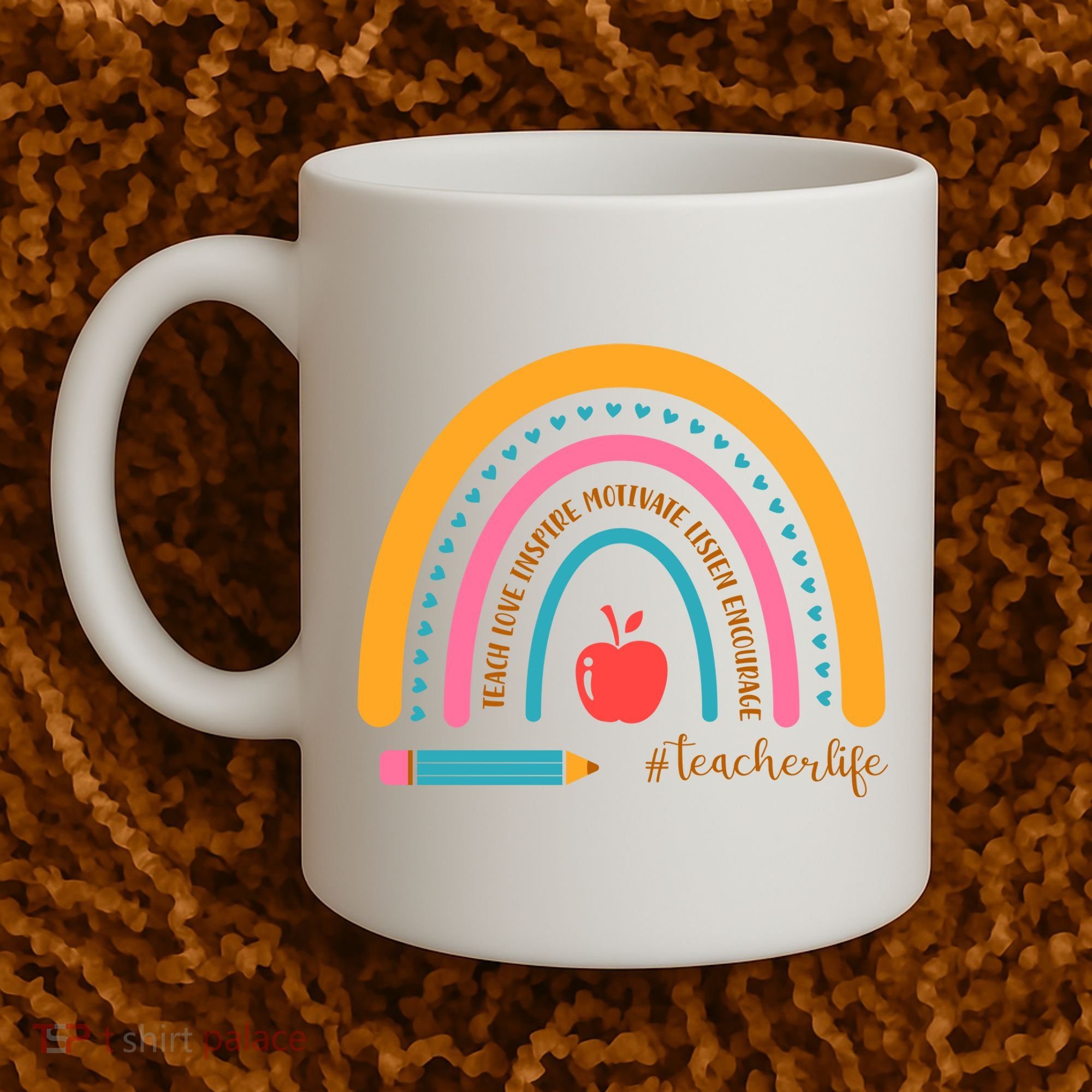 Teacher Life Inspire Rainbow Cute Gift Coffee Mug