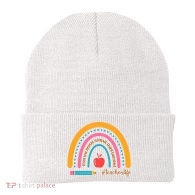 Teacher Life Inspire Rainbow Cute Gift Beanie