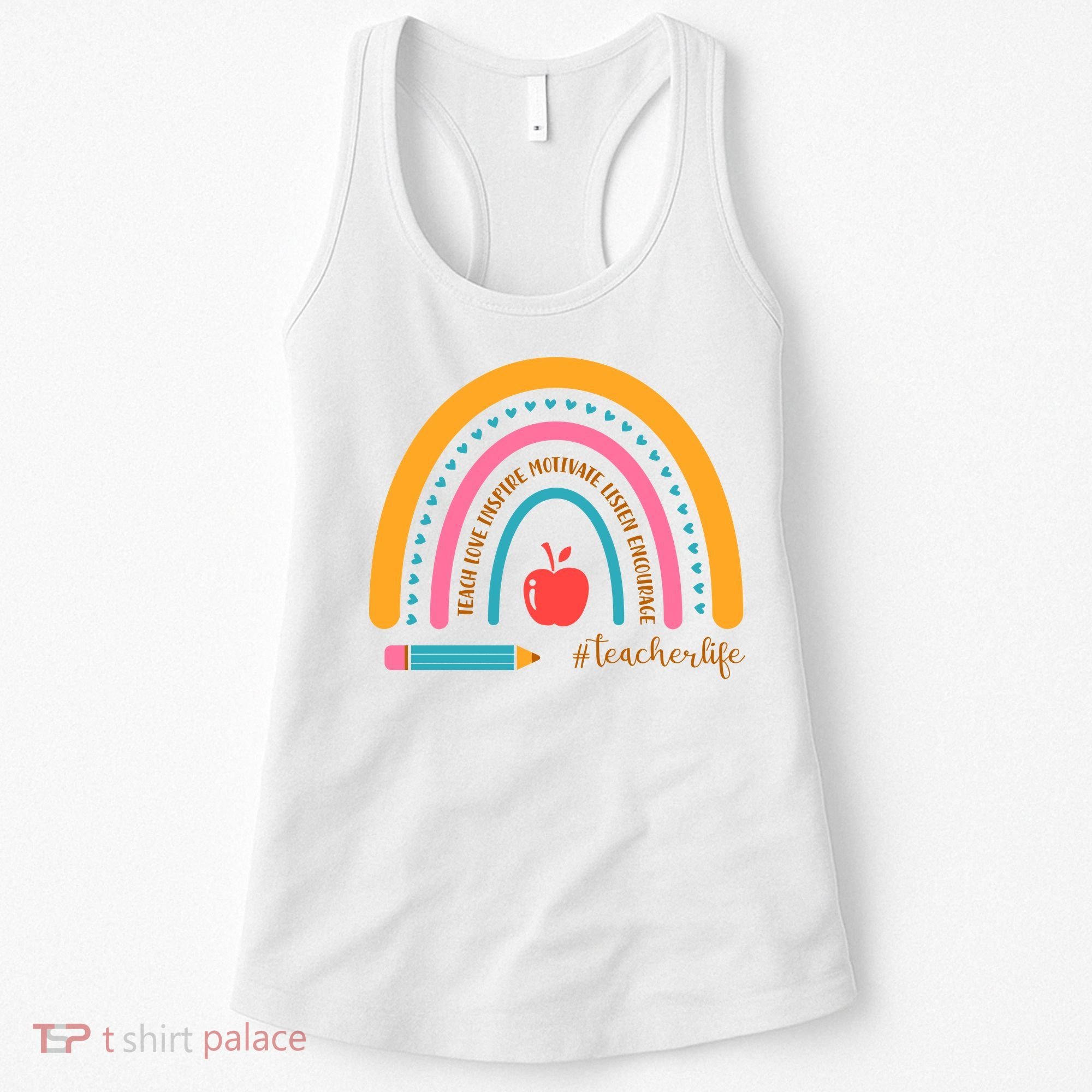 Teacher Life Inspire Rainbow Cute Gift Women's Tank Top