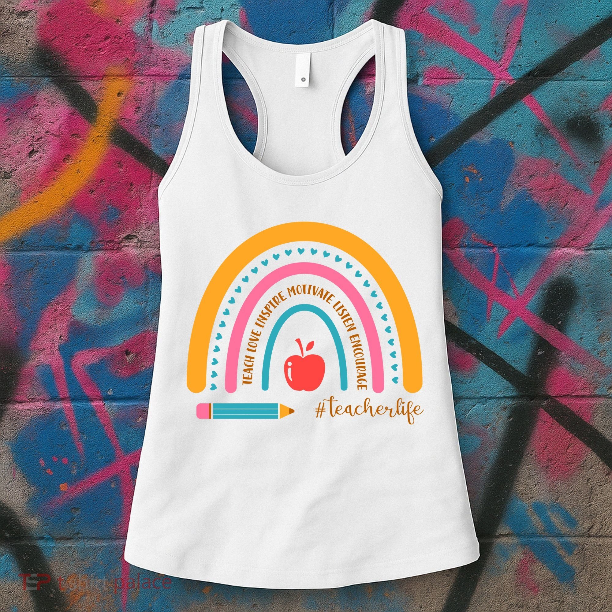Teacher Life Inspire Rainbow Cute Gift Women's Tank Top
