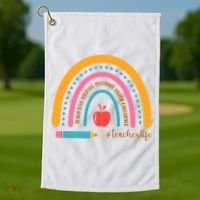 Teacher Life Inspire Rainbow Cute Gift Golf Towel thumb 1
