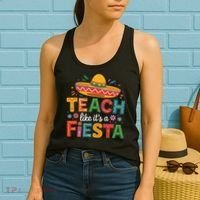 Teach Like Its A Fiesta Teachers Sombrero Cinco De Mayo Women's Tank Top thumb 2