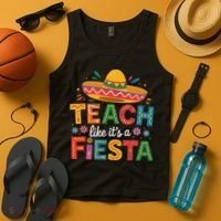 Teach Like Its A Fiesta Teachers Sombrero Cinco De Mayo Tank Top thumb 4