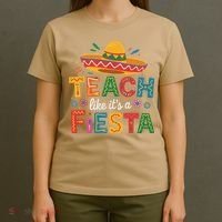 Teach Like Its A Fiesta Teachers Sombrero Cinco De Mayo T-Shirt thumb 4