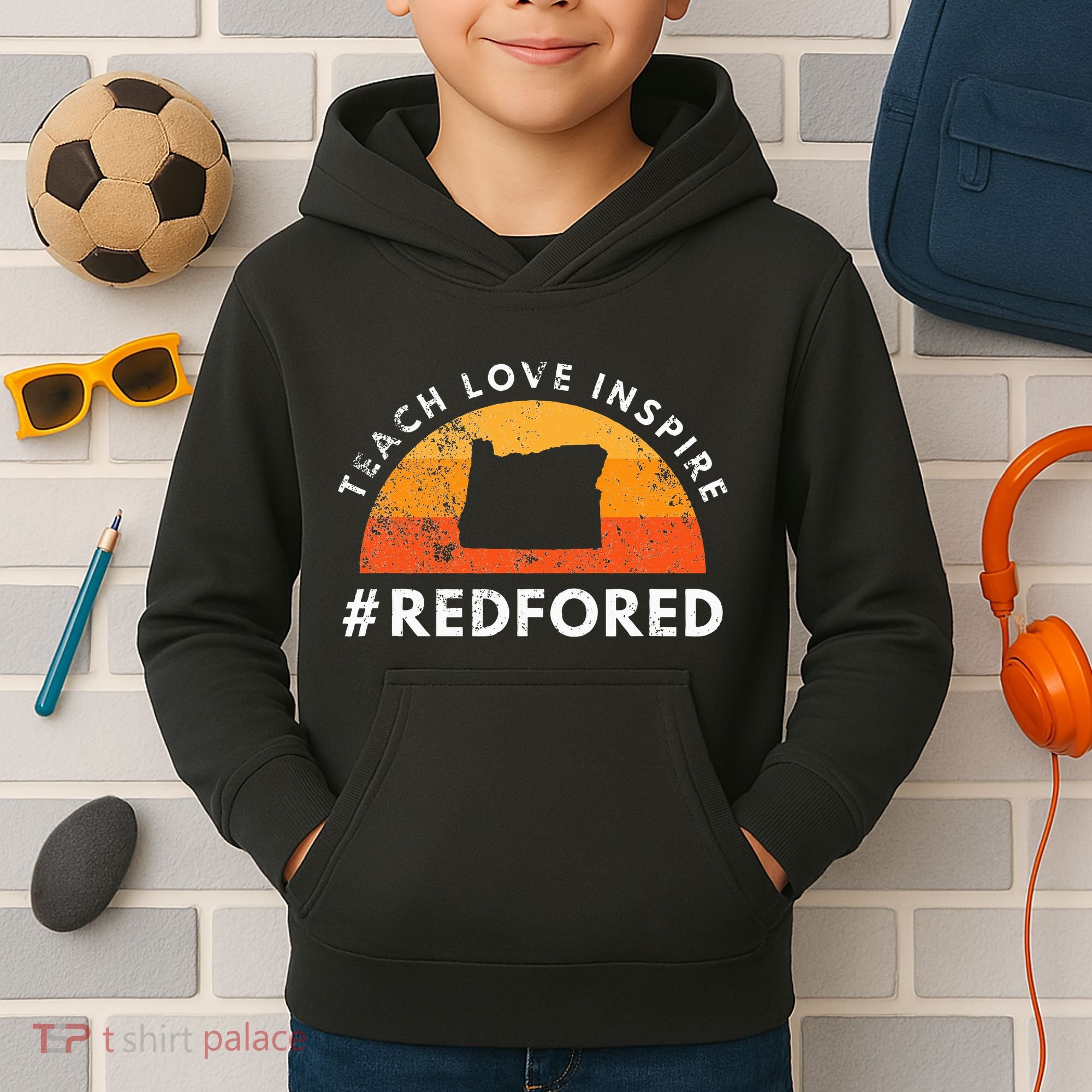 Teach Love Inspire Red For Ed Oregon Teacher Kids Hoodie