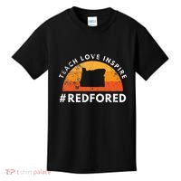 Teach Love Inspire Red For Ed Oregon Teacher Kids T-Shirt thumb 0