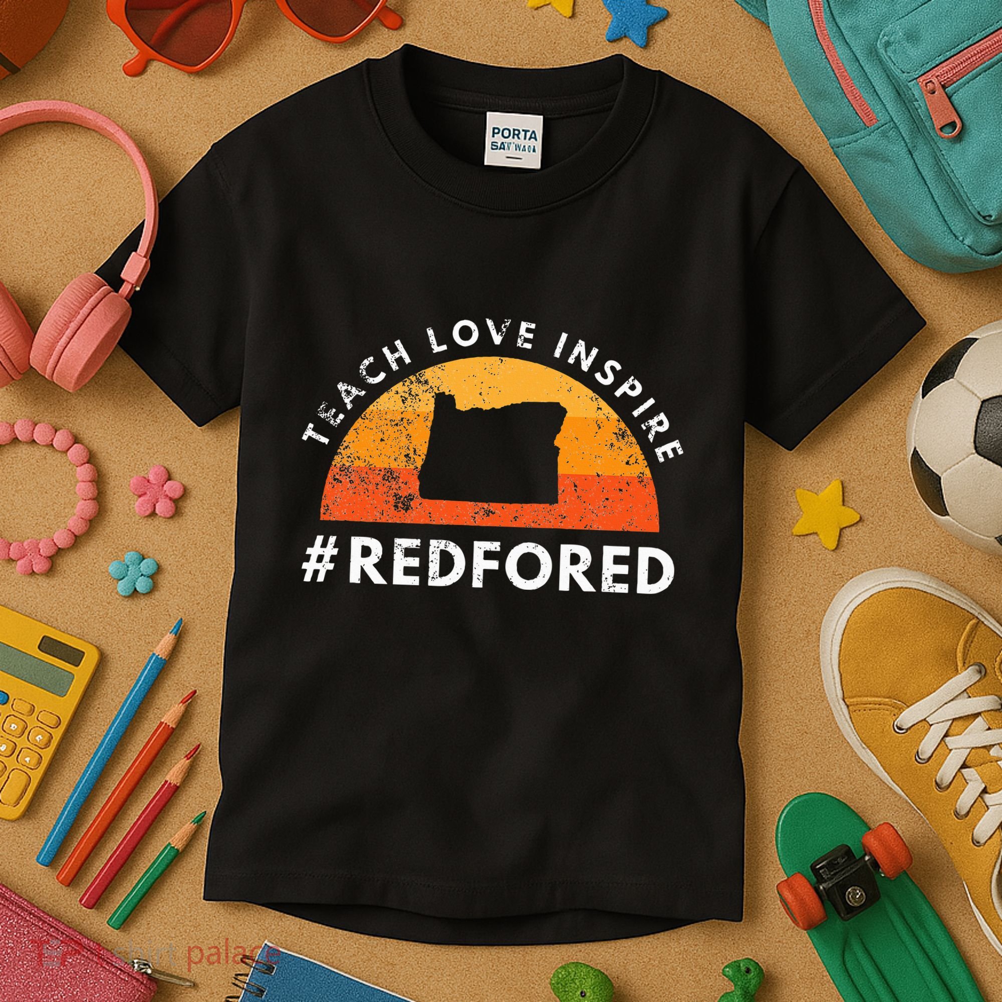 Teach Love Inspire Red For Ed Oregon Teacher Kids T-Shirt