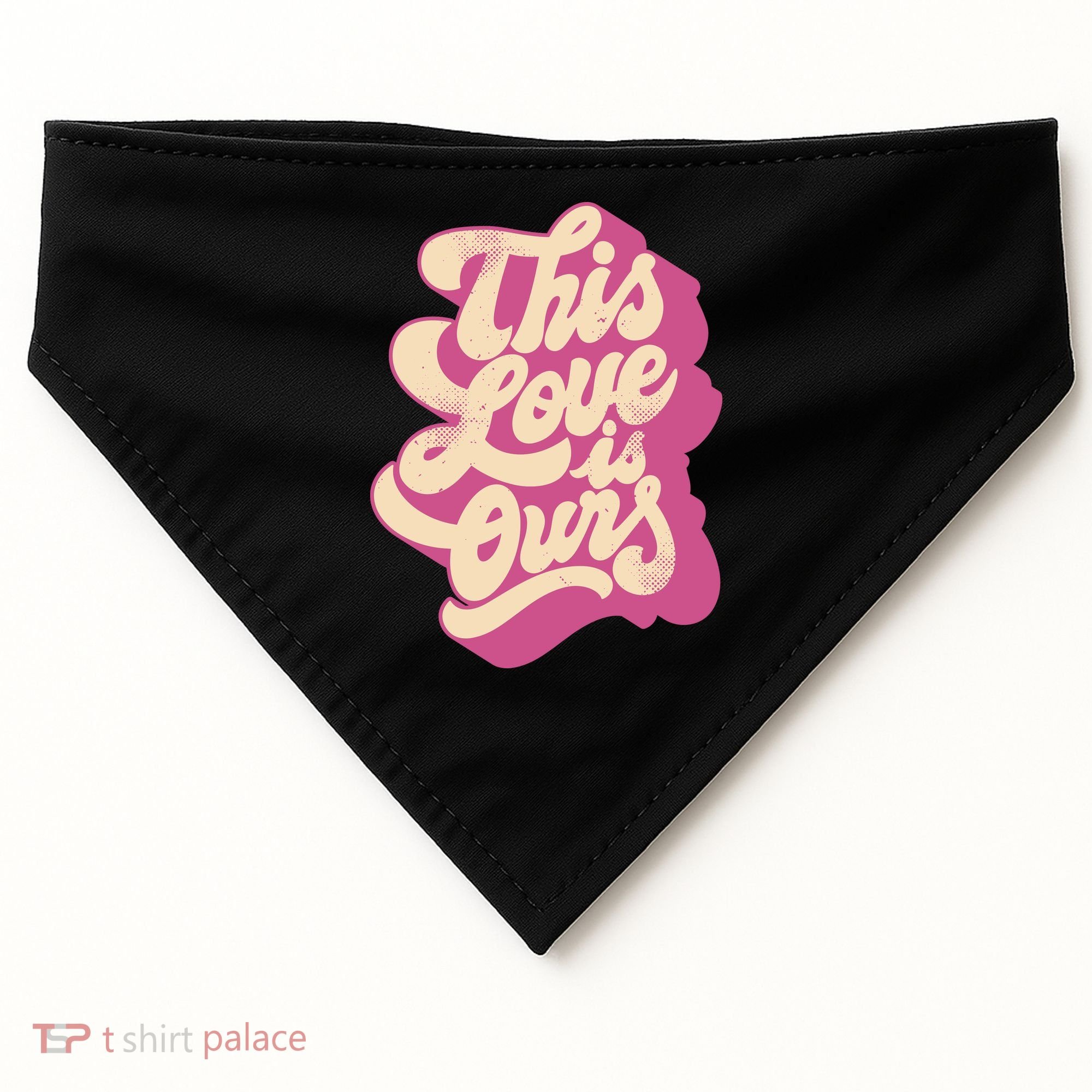 This Love Is Ours Cute Retro Valentines Day Gift USA-Made Doggie Bandana