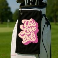 This Love Is Ours Cute Retro Valentines Day Gift Golf Towel thumb 2