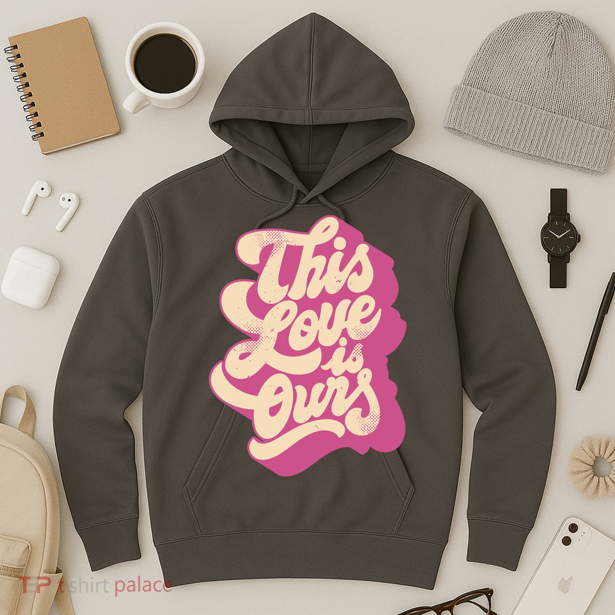 This Love Is Ours Cute Retro Valentines Day Gift Hoodie