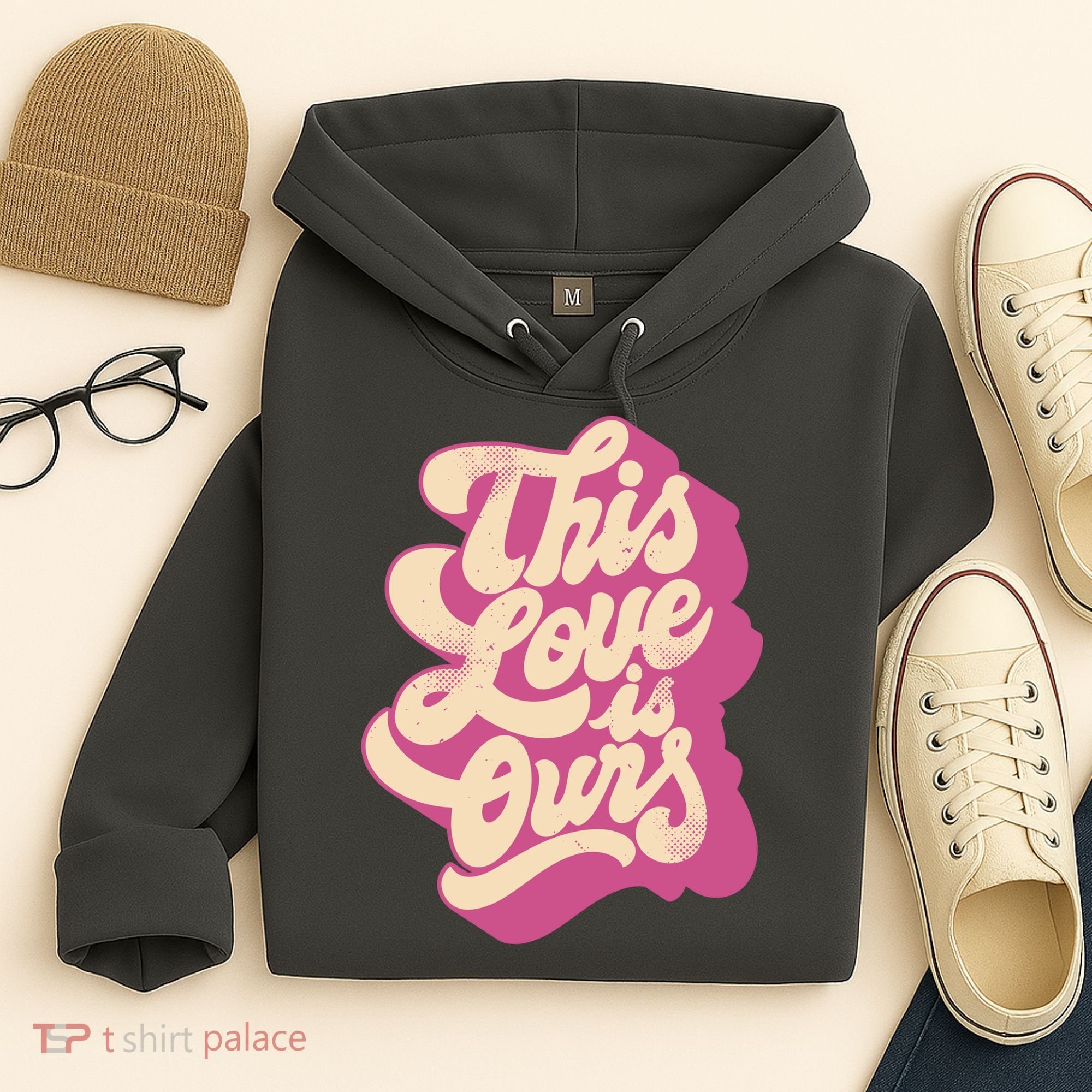 This Love Is Ours Cute Retro Valentines Day Gift Hoodie
