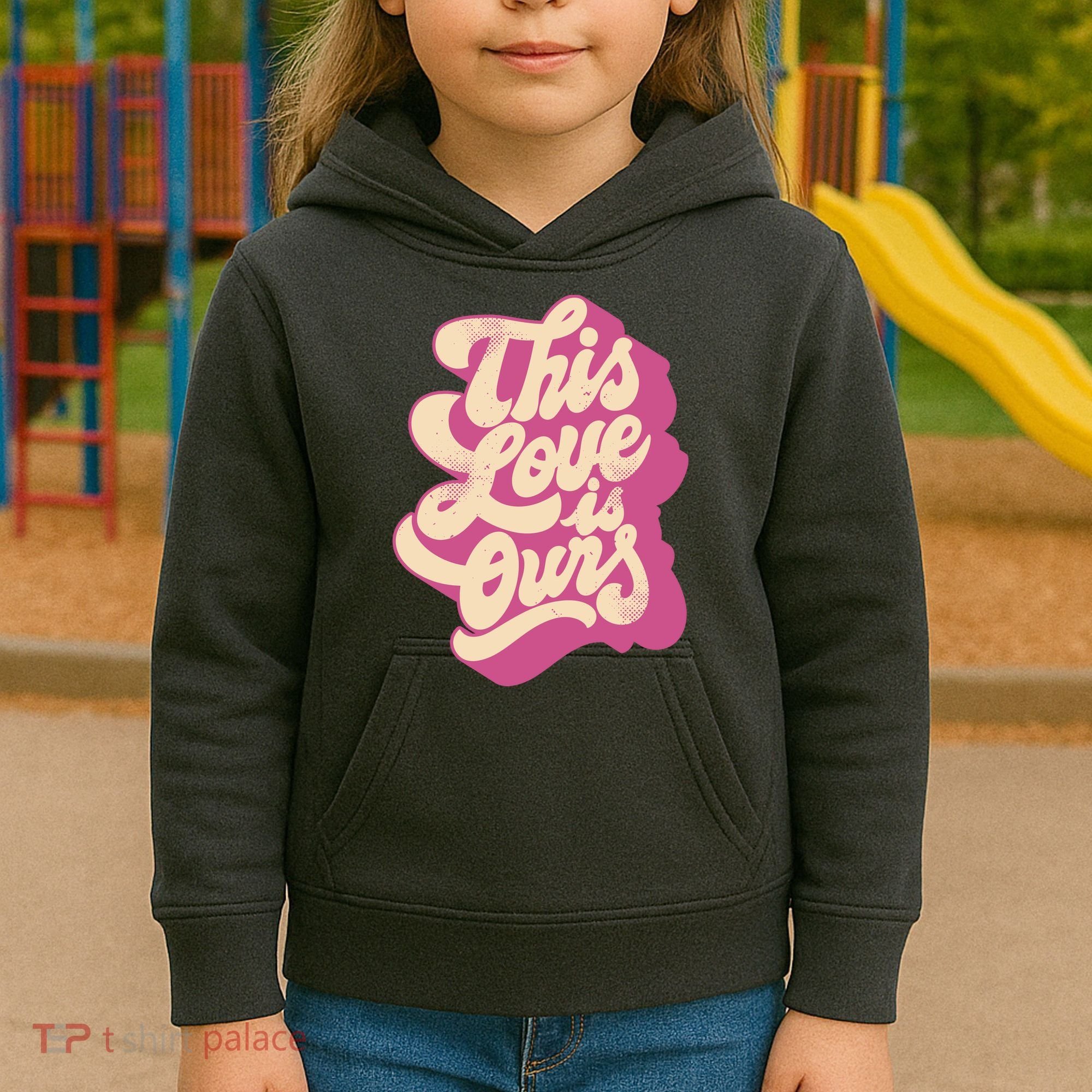 This Love Is Ours Cute Retro Valentines Day Gift Kids Hoodie