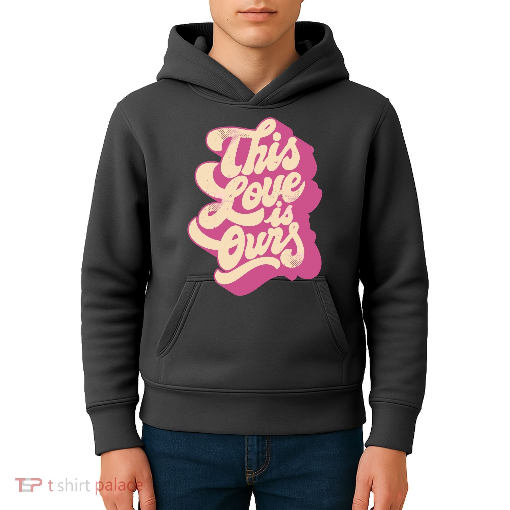 This Love Is Ours Cute Retro Valentines Day Gift Kids Hoodie
