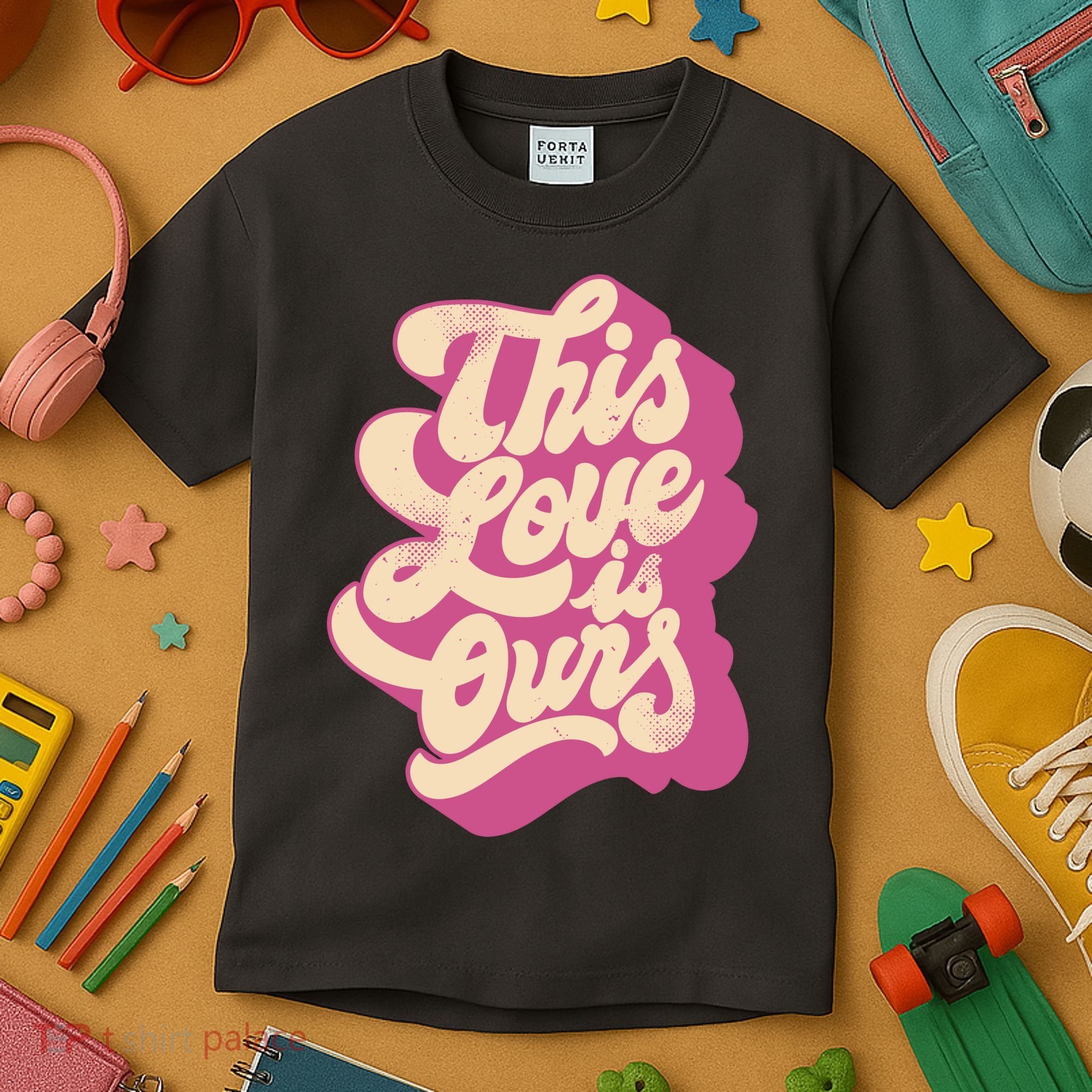 This Love Is Ours Cute Retro Valentines Day Gift Kids T-Shirt