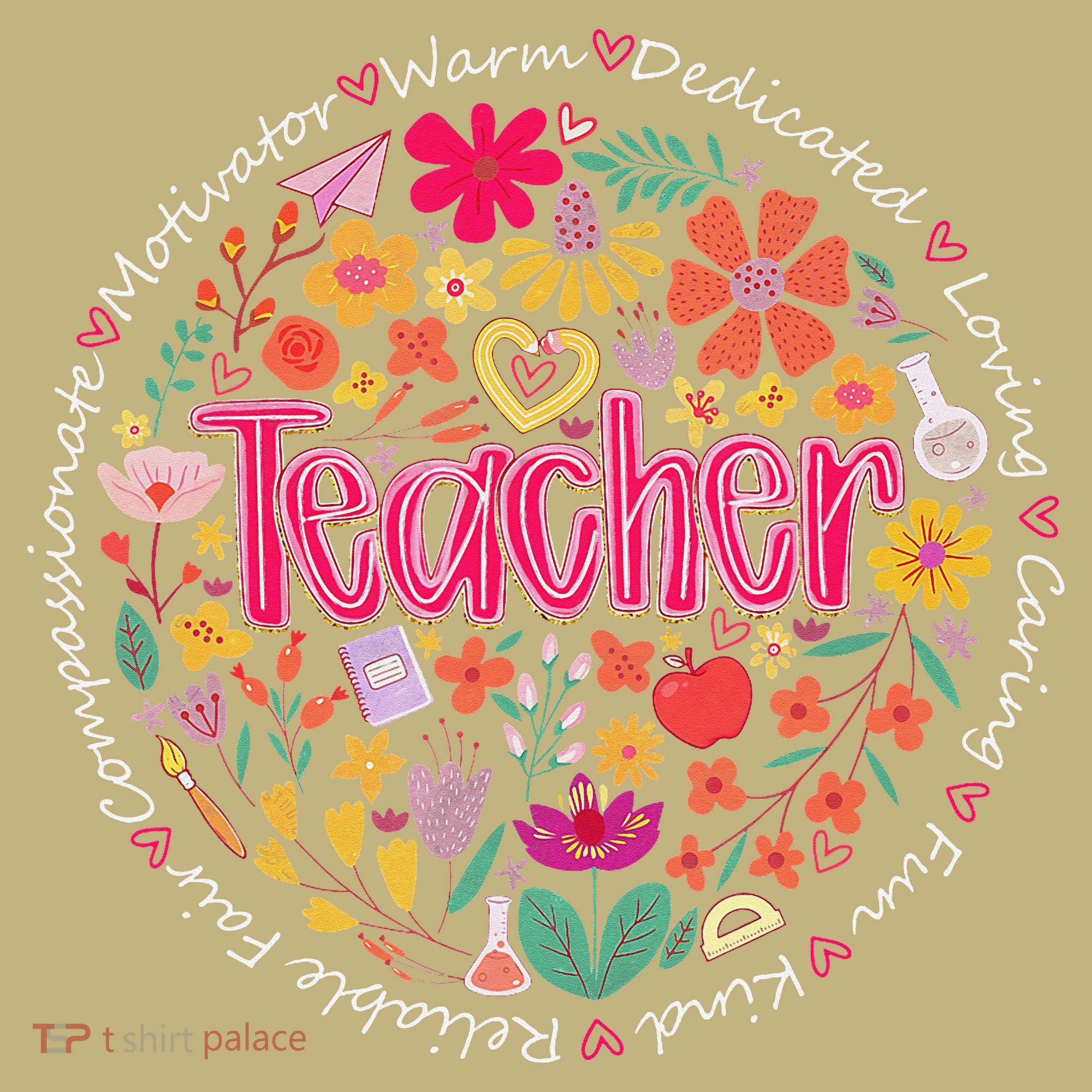 Teach Love Inspire Wildflower Teacher Funny Back To School T-Shirt